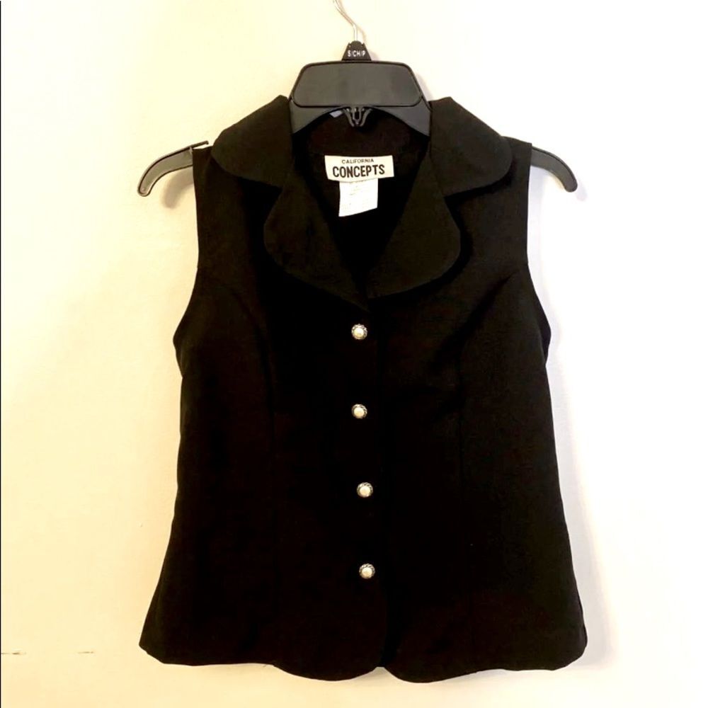 Vintage 1990s Scalloped‎ Edge Pearl Button Vest